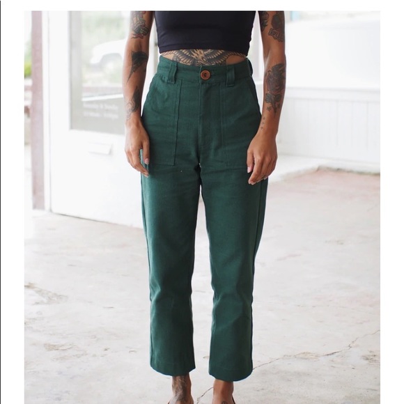 Beaton Linen Pants - BNWT beaton utility pants forest 10